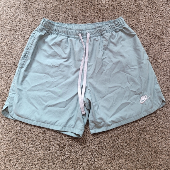 Nike Mens Swim Trunk Shorts M Blue Pockets Drawstring Swimming Beach Vacation - Picture 1 of 8